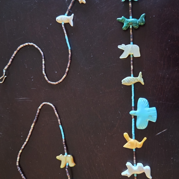 BEAUTIFUL Multi-Color GEM STONE FETISH Necklace Apprx 27" - Picture 1 of 3